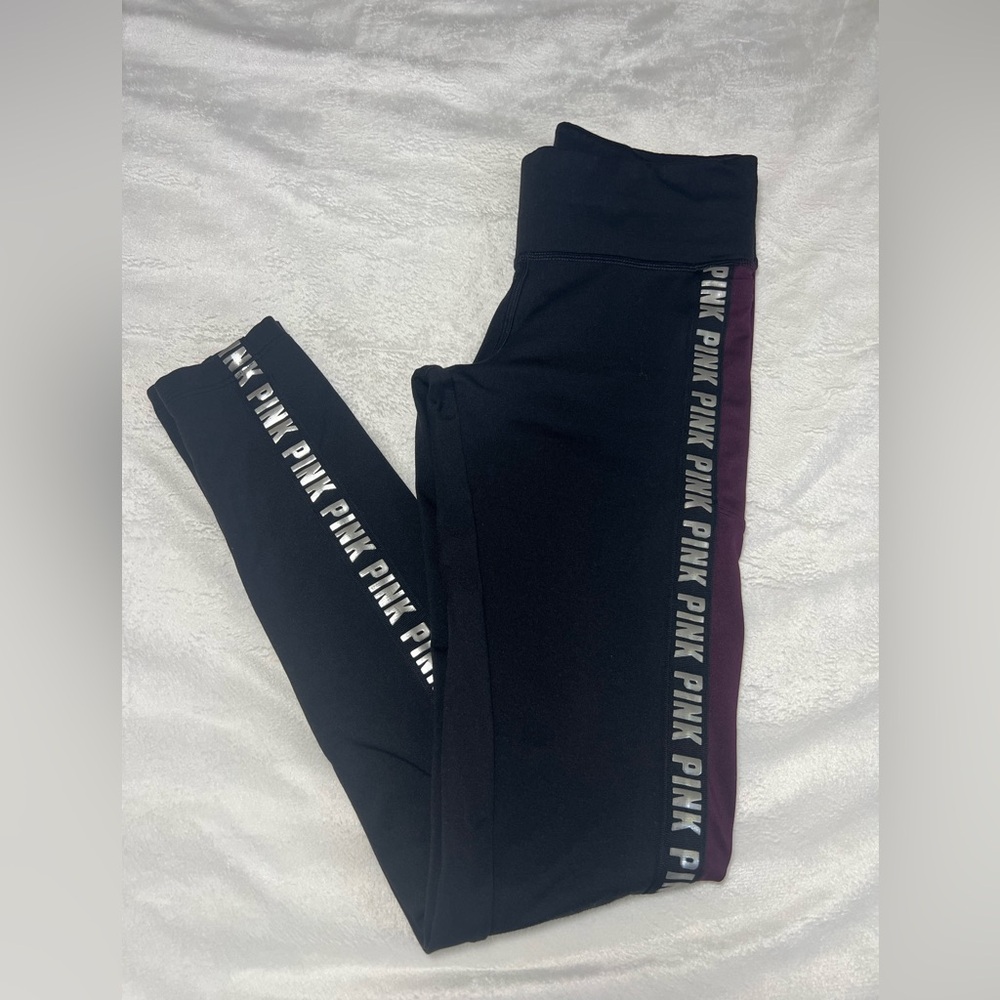 PINK Victoria's Secret Kids Black‎ and Purple Leggings
